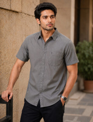 Grey Slim Fit Shirt for Men Stylish Smart Casual Shirt