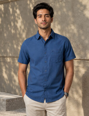Premium Blue Denim Shirt for Men Slim Fit Casual Style