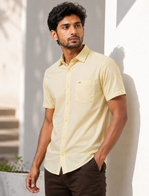 Slim Fit Cream Shirt for Men Stylish Casual Wear