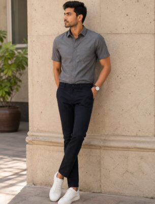 Premium Black Cotton Trouser for Men Slim Fit Comfort Fit