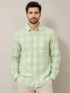 chennis-green-casual-shirt-checked- new