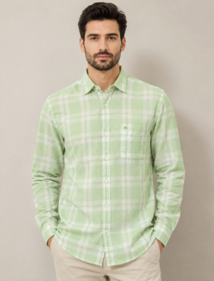chennis-green-casual-shirt-checked- new