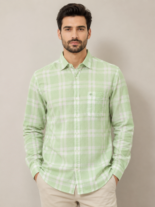 chennis-green-casual-shirt-checked- new
