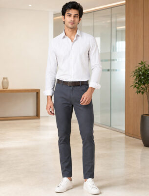 Slim Fit Trouser for Men Premium Cotton Dark Grey Casual Pant