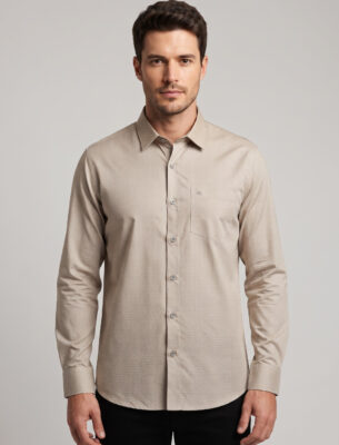 Elegant Wave All-Over Printed Grey Casual Shirt
