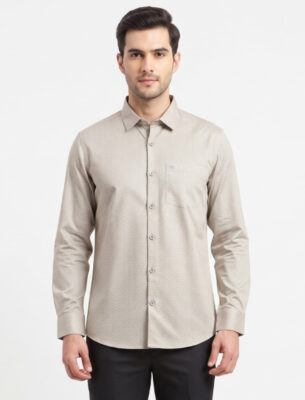Elegant Wave All-Over Printed Grey Casual Shirt