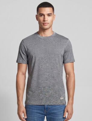 Solid Slim Fit Round Crew Neck Grey Cotton T-shirt