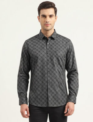 Trendy Men’s All-Over Printed Black Shirt
