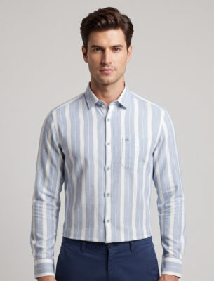 Classic Cotton Stripes Slim Fit Full Sleeve Shirt for Men